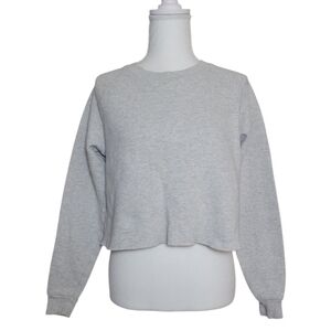 John J Galt Cropped Long Sleeve Thermal Waffle Cotton Top Brandy Melville Gray M